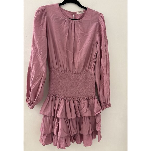 We're All Pretty Girls Women's Pink Smocked Long Sleeve Mini Dress Size Large - Picture 1 of 4